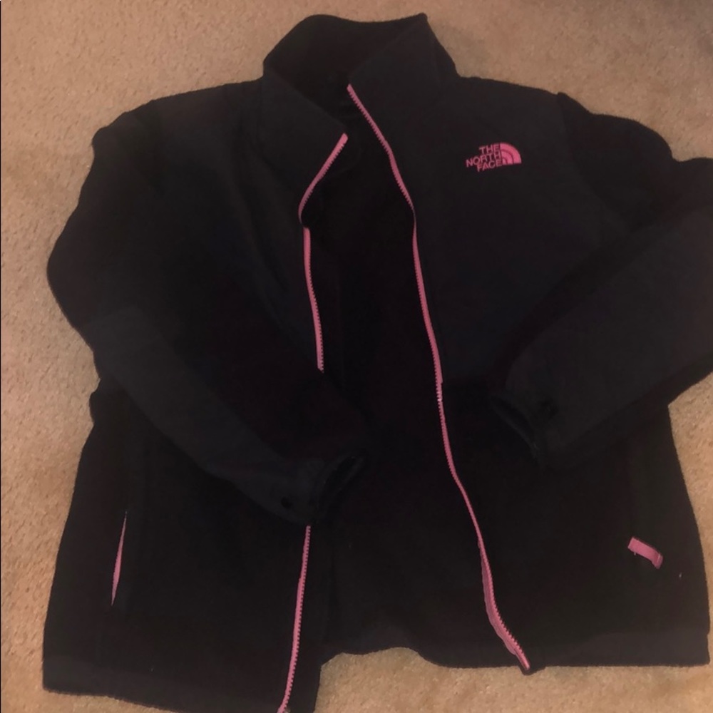 Girls black and pink North Face Fleece Jacket